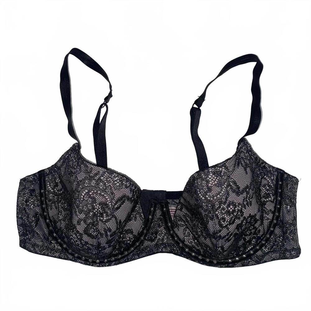 Victoria's Secret Very Sexy Black Lace Lingerie  Balconet Bra 38B In GUC